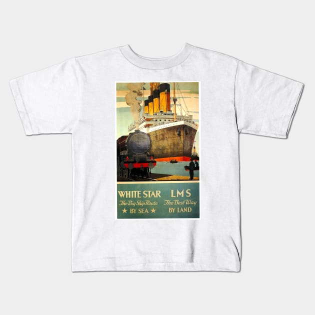 Vintage Travel - White Star Kids T-Shirt by Culturio